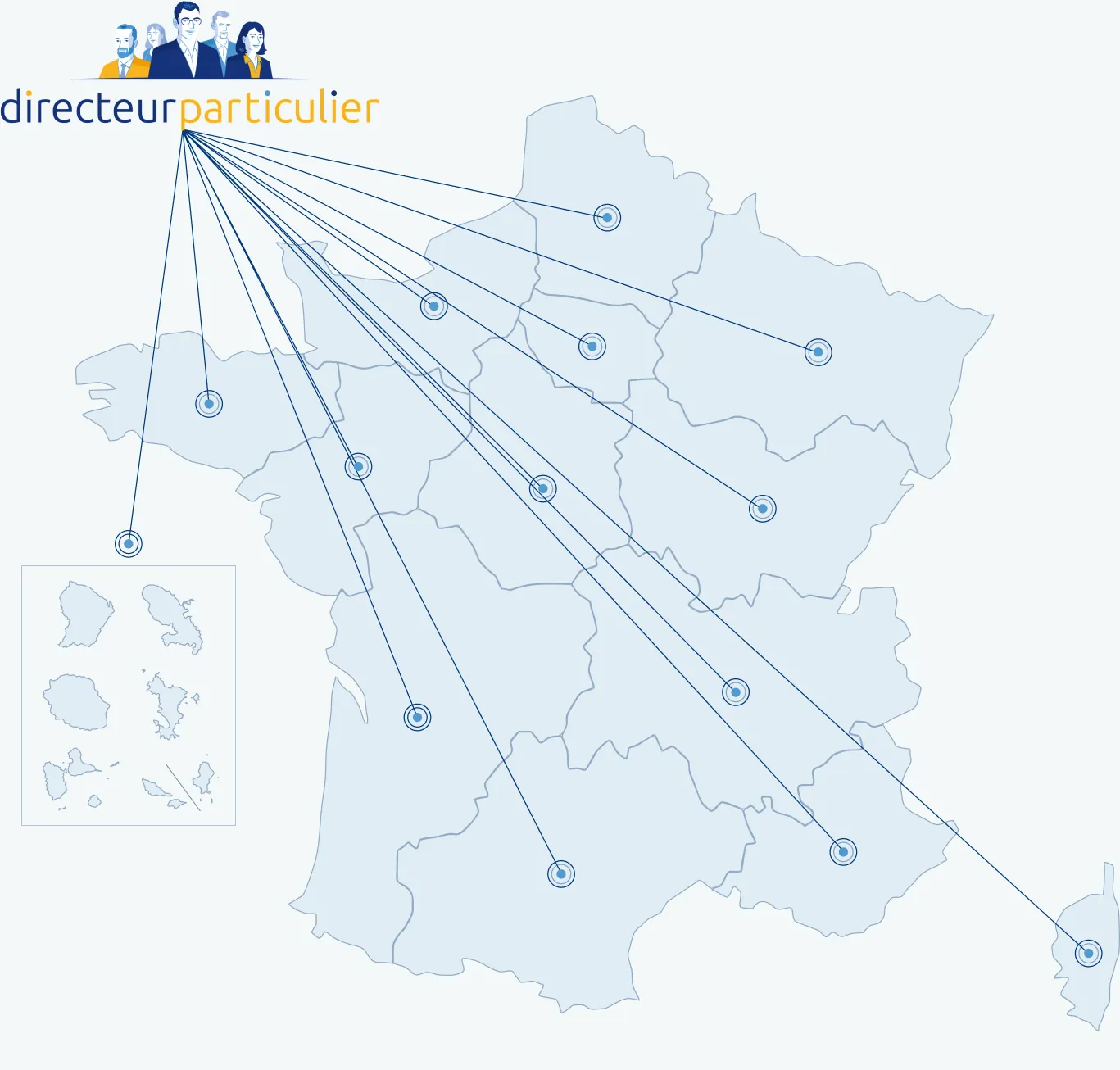 Carte de France et des outre-mer : Directeur Particulier intervient partout